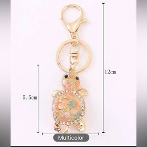 Rhinestone Turtle Charm Keychain - NEW